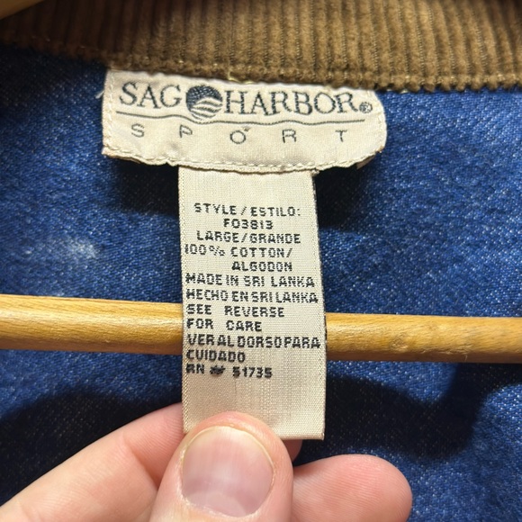 Vintage Sag Harbor Denim Corduroy Chore Barn Coat Jacket Womens Large - Picture 2 of 9